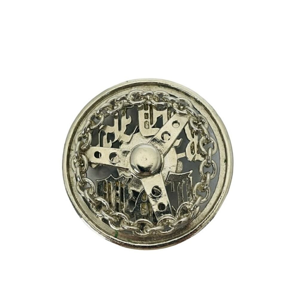 Low Rider Steering Wheel Spinner Belt Buckle Silvertone 3-1/2 inch Dia Hot Rod